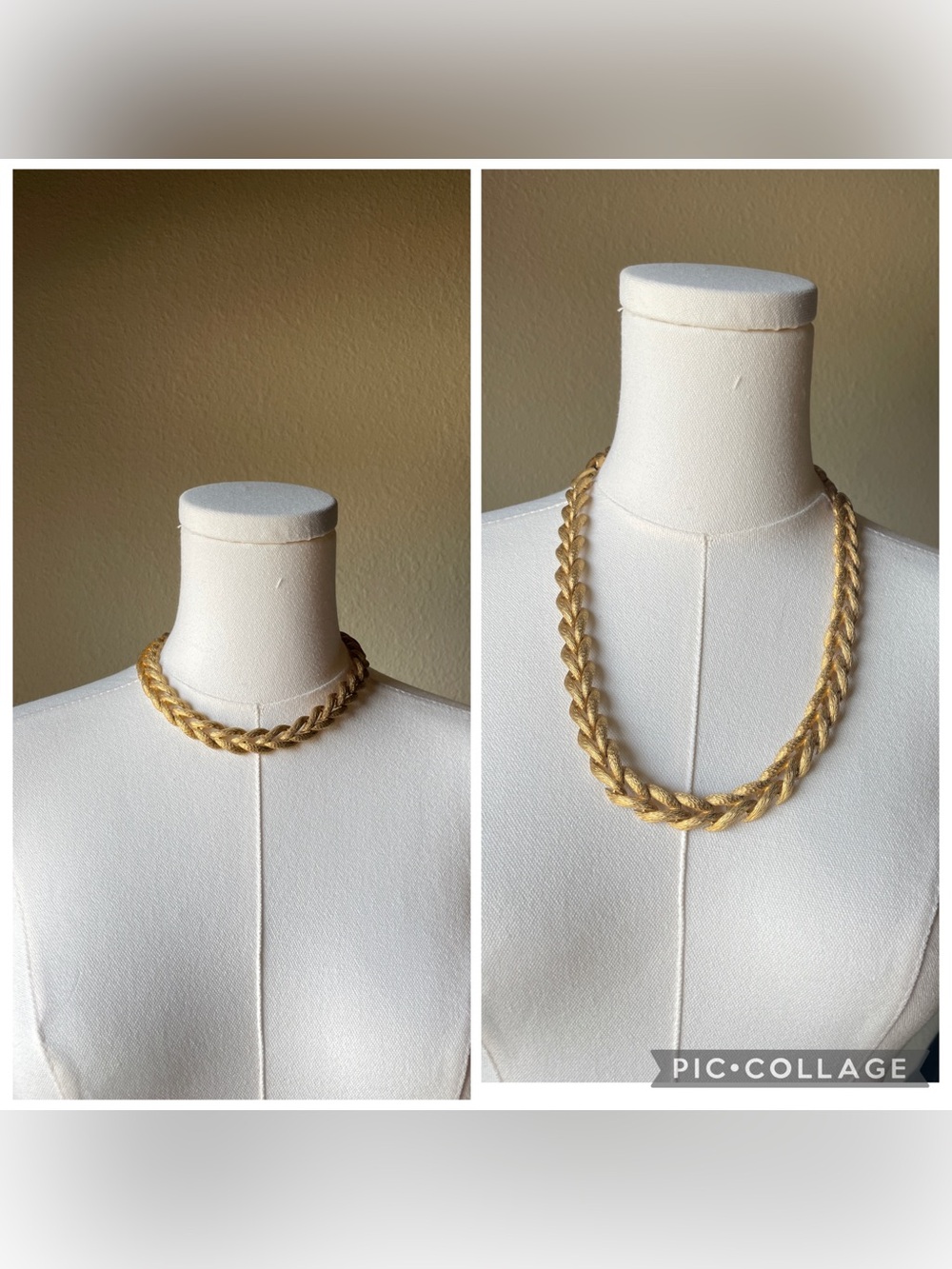 Gold Braided Chain Necklace 17” and 7” long matching bracelet or extension